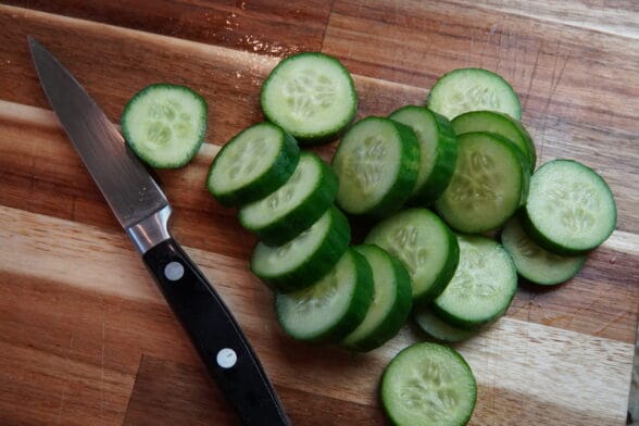Cucumber sliced for pickles