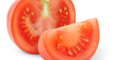 Cross-section of tomato showing seeds