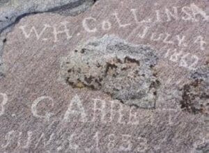 Pioneer writing on rocks
