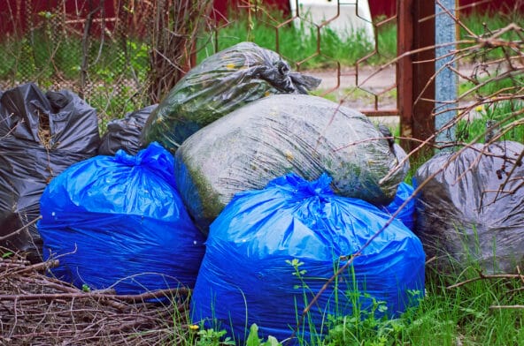 Thumbnail image of Garbage,And,Waiste,In,Black,And,Blue,Polyethylene,Bags.,Environmental