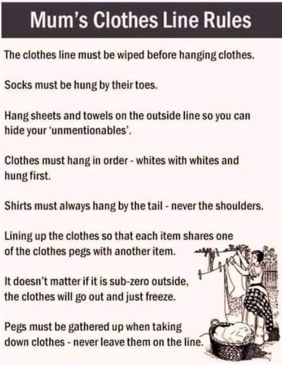 Clothes Line Rules