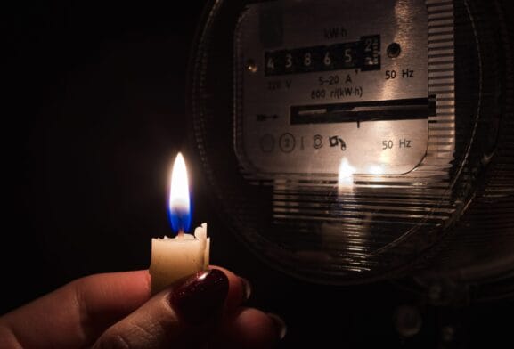 Thumbnail image of Candle,Shining,Light,In,The,Dark,Near,Electricity,Meter,During