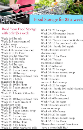 Food Storage For $5 A Week
