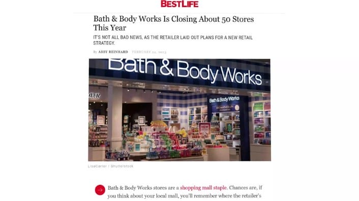 Bath and Body Works Closing